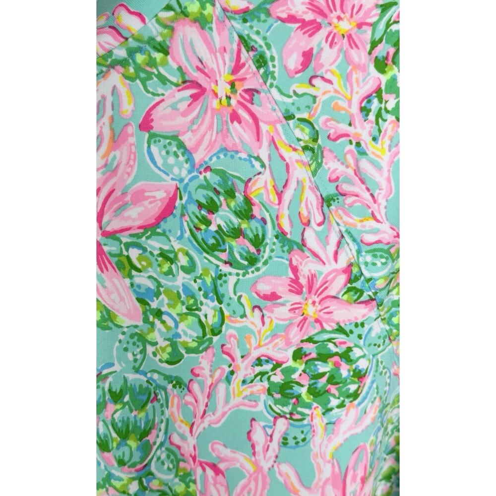 Lilly Pulitzer Skipper Popover Blue So Shellegant Sea Turtle Floral UPF 50 XL - Picture 5 of 7